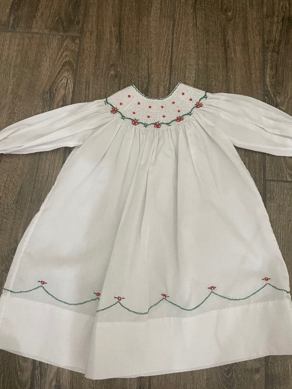 Feltman Brothers Long Sleeve Holiday Pearl Flower Bishop Dress
